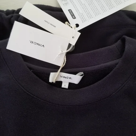 VINCE Drawcord Drop Shoulder Round Neck Boxy Top Blue Size S Small - Picture 4 of 8